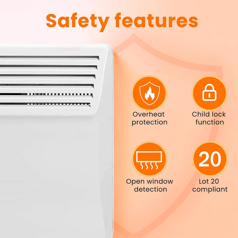 Devola-B 750W Panel Heater with 7 Day Timer IP24 - White - DVS750W, Image 4 of 7
